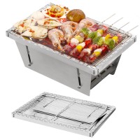 Indoor Foldable Good Stainless Steel Outside Charcoal Bbq Grill Portable Folds Flat