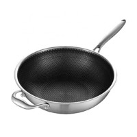 Non-stick double handle stir-fry pan honeycomb bottom pan metal cooking pan with steel handle