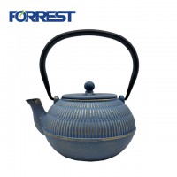 0.7L 1.35kg best wholesale Eurofins  approved blue color enamel  tetsubin cast iron kettle  teapot antiqu style with S/S Infuser