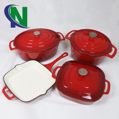 cast iron cookware set enamel pots and pans