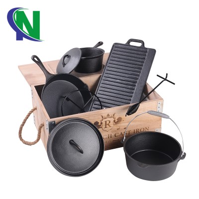 2019 hotsale 8pcs cookware sets with wooden carton