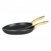 Aluminum marble nonstick frying pan fry pan wooden handle